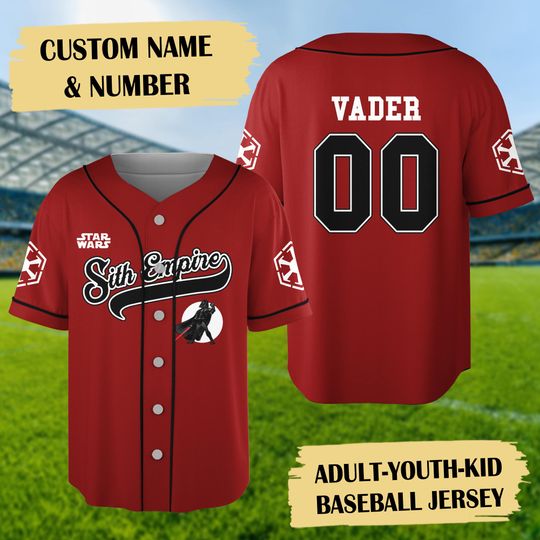 Personalize Darth Vader Baseball Jersey, Star Wars Sport Team Baseball Jersey, Custom Name And Number Darth Vader Star Wars Shirt