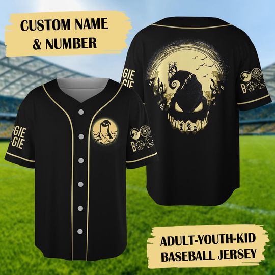 Discover Custom Oogie Boogie Halloween Baseball Jersey, Oogie Boogie Jersey Shirt, Nightmare Before Christmas Shirt, Halloween Jersey Shirt