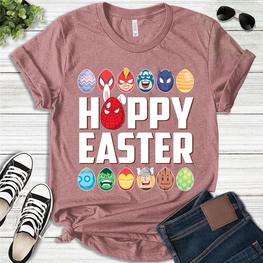 Marvel Easter Shirt, Hoppy Easter Group T-Shirt, Easter Super Hero Shirt, Spiderman Ironman Shirt, Marvel Avengers Easter Shirt