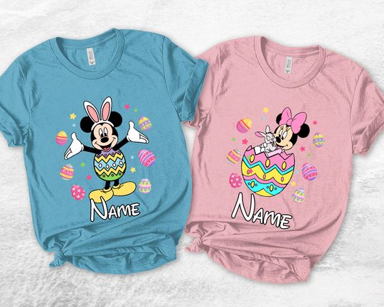 Discover Custom Disney Mickey Mouse And Minnie Easter Day Couple Shirt, Happy Easter Shirt, Gift For Easter Shirt, Disney Shirt