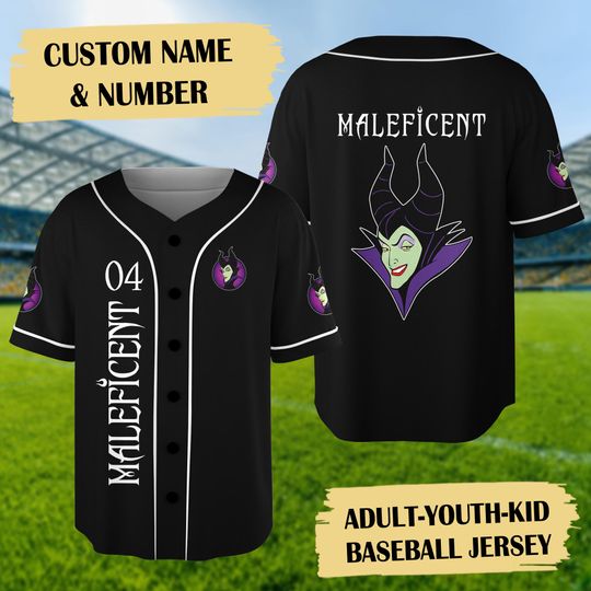 Discover Personalized Maleficent Villains Baseball Jersey, Maleficent Halloween Jersey Shirt, Horror Character Shirt, Sleeping Beauty Halloween Shirt