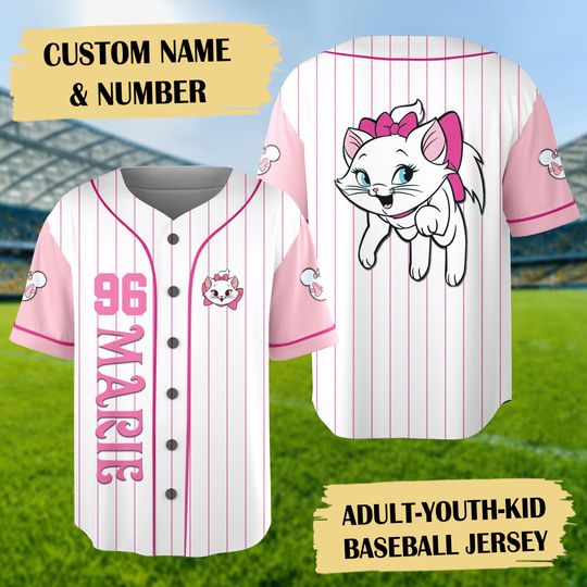 Custom Marie Cat Baseball Jersey, The Aristocats Baseball Team Shirt, Aristocats Basketball Jersey, Marie Baseball Shirt, Gift For Cat Lover