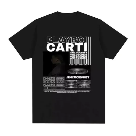 Discover Rapper Playboi Carti Antagonist Tour Concert T-shirt Retro Men's Hip Hop