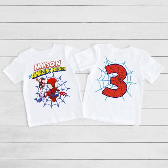 Spidey and His Amazing Friends Birthday Shirt, Toddler Birthday Tee, Custom Kids Tshirts, Spidey Shirt, Birthday Boy Shirt
