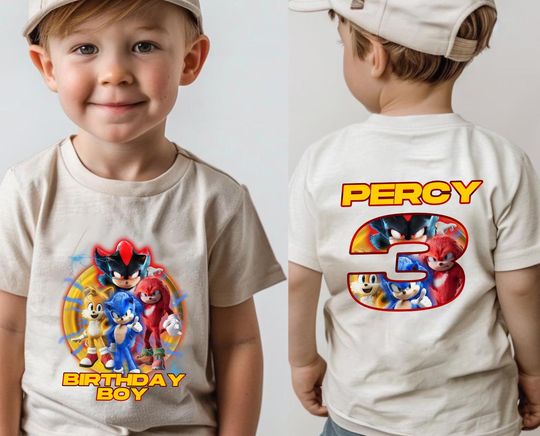 Custom Sonic the Hedgehog Birthday Shirt,Personalized for Boys, Girls,and Family,Sonic Party Shirt,Kid Party Tee,Family Birthday Shirt