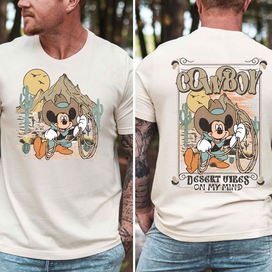 Discover Cowboy Mickey Desert Vibes On My Mind Shirt, Western Mickey Mouse Shirt, Disney Western Shirt, Magic Kingdom Tee, Western Holiday T-shirt