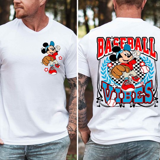 Discover Disney Mickey Mouse Baseball Vibes Shirt, Baseball Lover Tee, Disney Family Matching Tee, Disneyland Trip Shirt, Mickey Sports Shirt