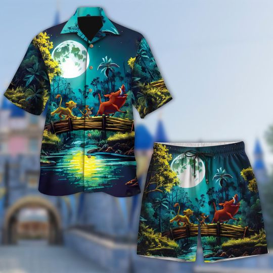 The Lion King Hawaiian Shirt, Simba and Friends Aloha Tee, Disney Summer Vacation Outfit, Hakuna Matata Button-Up for Family Trips