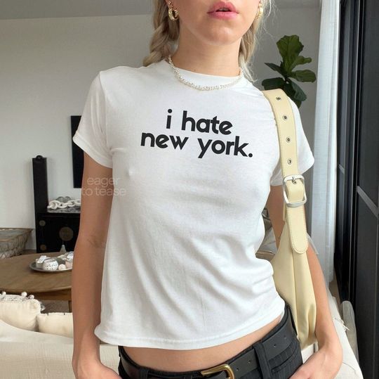 Discover I Hate New York slogan 90s Baby Tee | Lightweight Unisex Cotton T-Shirt | Sustainably Made