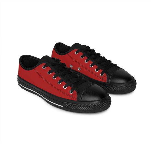 All the Way Red Women's Sneakers - Low Top Sneakers - Dark Red Sneakers - Black Lace Up Sneakers - Black Sole Sneakers