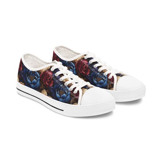 Discover Deep Floral - Women's Low Top Sneakers