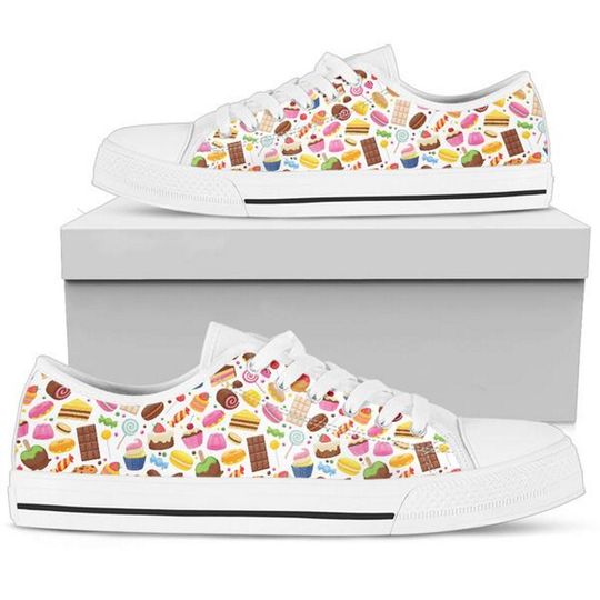 Sweet Candy, Women's Sneakers Athletic Customized Low top Sporty, Summer Shoes Gifts  Sports Art Fashion Casual Womens Tie