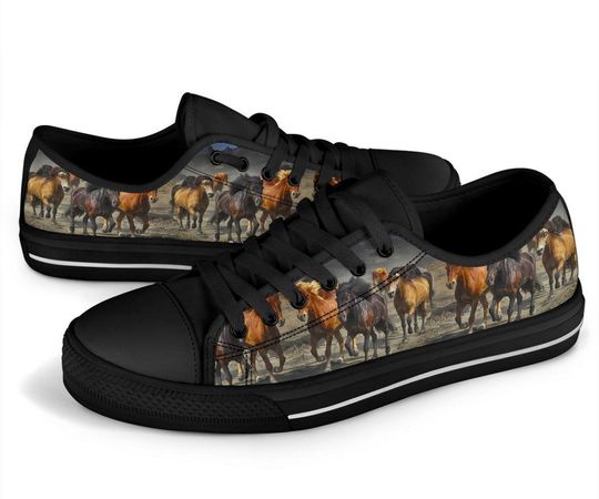 Discover Horse Herd Low Top Style Sneakers, Horse Lovers, Sporty, Gift for Her Him, Casual Fashion Footwear, Animal Pet Lover Footwear