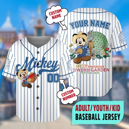 Custom Mickey Mouse Disney Epcot International Flower & Garden Festival Baseball Jerseys, Figment Orange Bird Team Jersey, Epcot Tour Shirt