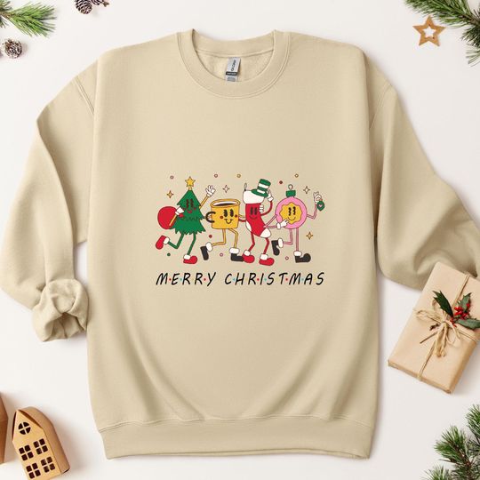 Discover Merry Christmas Festive Friends Sweatshirt  Fun and Festive Christmas Hoodie | Stylish, Cozy, and Perfect for Holiday Celebrations!