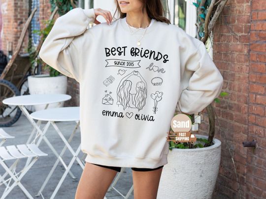 Personalized Besties Hoodie, Custom Best Friends Sweatshirt, Besties Comfort colors Shirt, Matching Best Friend Shirts, Galentine Sweatshirt