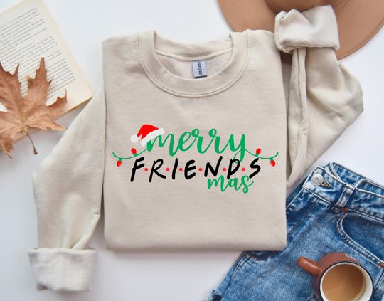 Discover Merry Friendsmas Sweatshirt, Merry Friends Christmas Sweatshirt, Merry Christmas Friends Shirt, Christmas Shirt Gift For Friends, Merry Top