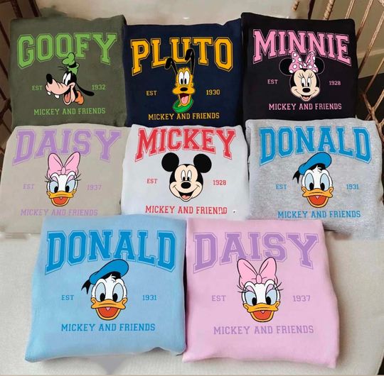Discover Mickey And Friends Sweatshirt And Shirt,Disney Character Sweatshirt,Donald Daisy Goofy Pluto,Disney Family Shirt,Disney Group Matching Shirt
