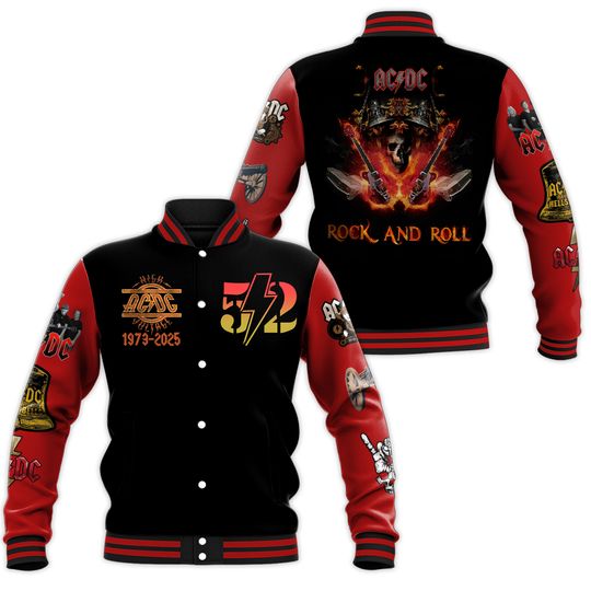 Ac.Dc Power Up Tour 2025 Jacket, Ac.Dc 52st Anniversary Baseball Jacket, Rock And Roll Band Streetwear Jacket
