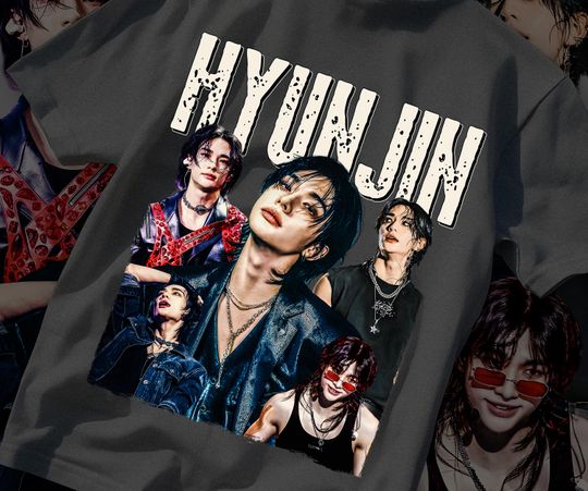 Discover Hyun Jin Vintage T-Shirt  Retro K-Pop Fashion Tee, Iconic Stray Kids Style, Unisex Apparel, Unique Fan Merchandise, Trendy Korean Pop Gift
