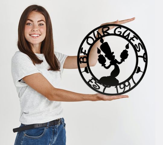 Disney Candle Guest Room Metal Sign-Vibrant House Entry Welcome Sign-Established Year Decor-Good V For Guest Living Room Metal Wall Art