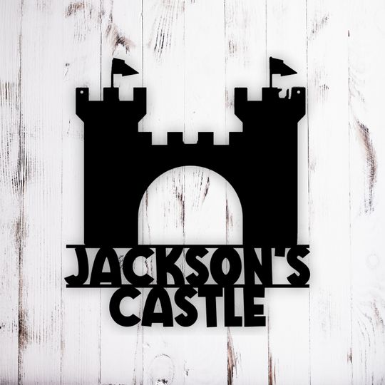 Personalized Castle Metal Sign for Playhouse, Treehouse Sign, Clubhouse Sign, Kids Decor, Playroom Decor, Custom Name Metal Sign,
