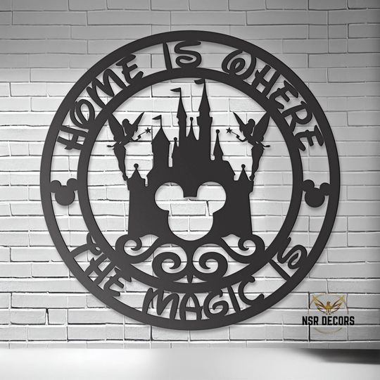Mickey Castle Metal Wall Art, Mickey Mouse sign, Disney Home Dcor, Entrance Room Sign, Disney Welcome Wall Art, Perfect Gifts For Family
