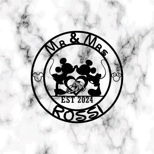 Personalized Mr and Mrs Metal Sign, Mickey and Minnie Metal Sign, Honeymoon Vacation Metal Gifts , Valentines Day Gifts, Family Name Sign