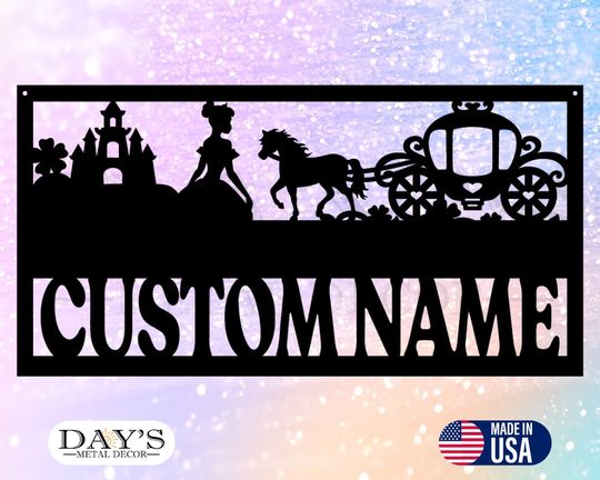 Princess Personalized Metal Sign, Princess Name Sign, Custom Metal Name Sign, Castle Nursery Sign, Princess Sign Custom Name, Nursery Sign