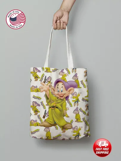 Discover Dopey Dwarf Tote Bag, Funny Dopey Dwarf Handbag, Dopey Dwarf Lovers Gift Bag