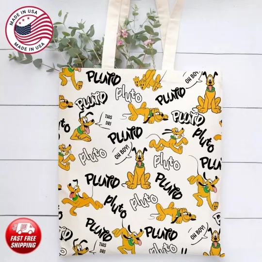 Pluto Tote Bag, Funny Pluto Handbag, Disney Pluto Lovers Gift Bag
