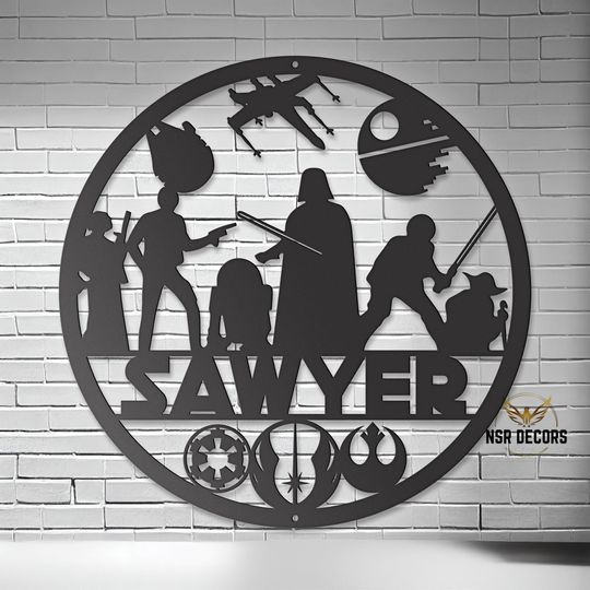 Customized Star Wars Family Metal Sign, Kids Name Wall Sign, Unique Mandalorian Sign, Mandalorian Theme Wall Art,  Star Wars Inspired Gifts