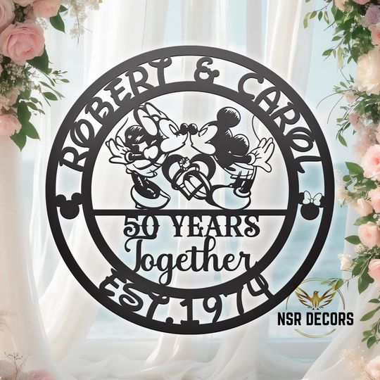 50th Anniversary Metal Signs, Romantic Anniversary Signs, Disney Themed Forever Sign, Unique Disney Couple's Gifts, Romantic Keepsake Gifts
