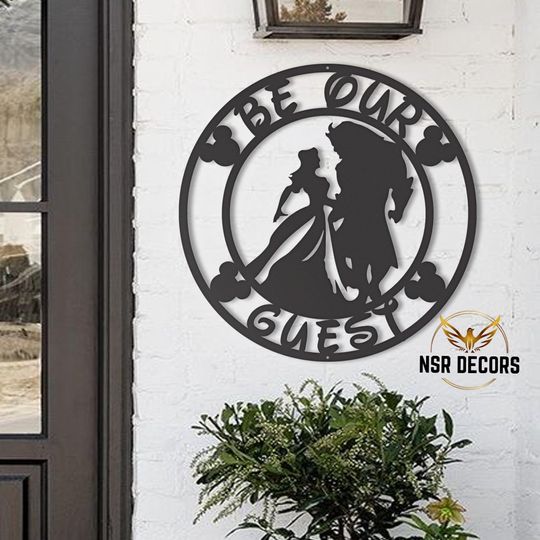 Discover Be Our Guest Metal Sign | Beauty And Beast Wall art | Disney Welcome Door Decor | Cute Guest Room Decor | Disney Wedding Anniversary Gifts