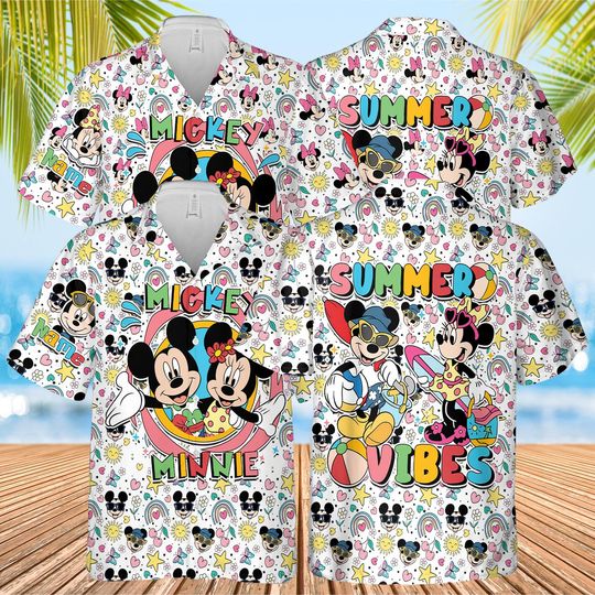 Discover Disney Summer Mickey And Minnie Hawaiian Shirt, Mickey Summer Hawaiian Shirt, Mickey And Friends Shirt, Mickey Pirate Shirt