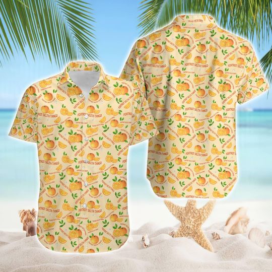 Orange Subtle Foxtrot Delta Tango Anti Trump Hawaiian Shirt, Gift for Democrat F*ck Trump Progressive Liberal Family Trip Matching Outift