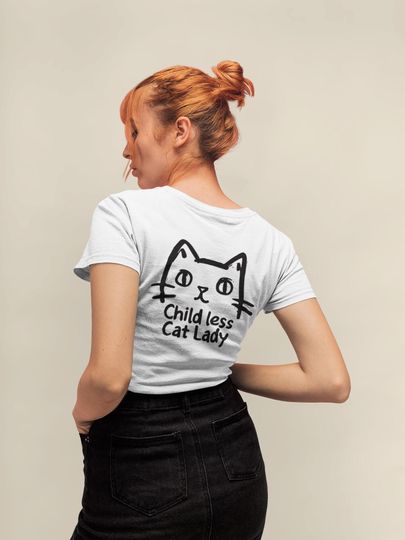 Discover Childless Cat Lady Cotton T-shirt, cat lover gift, Harris Walz, Taylor t-shirt, Taylor merch, gift for her, cotton t-shirt