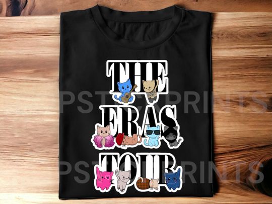 Discover Taylor S unisex Tshirt Premium Soft 100% Cotton Vintage Black. The Eras Karma collection Cat mens womens tshirt, Merchandise Gift