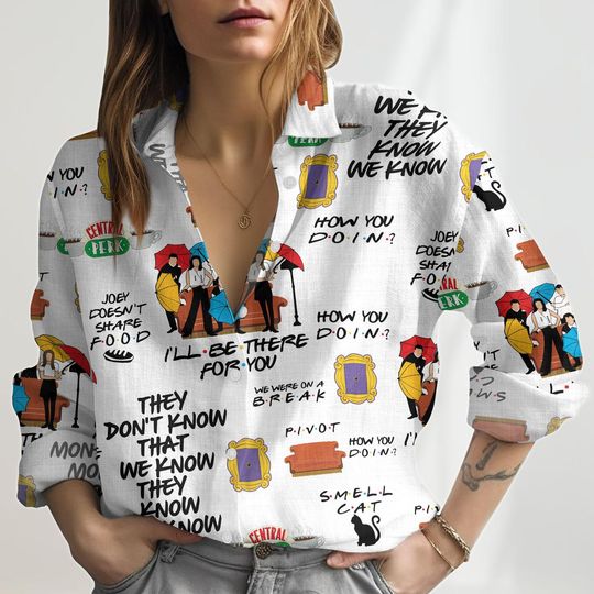 Friends Tv Show Linen Shirt, Friends Chandler Shirt, Funny TV Series Linen Blouses, Friends Shirt For Women, Comedy Tee, Gift For Her