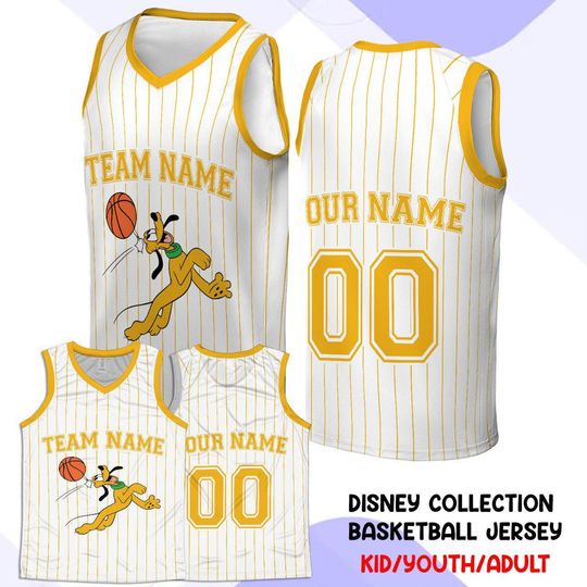 Personalized Disney Pluto Basketball Jersey Team Name & Number, Custom Basketball Jersey Game Day Outfit for Basketball Fan Players