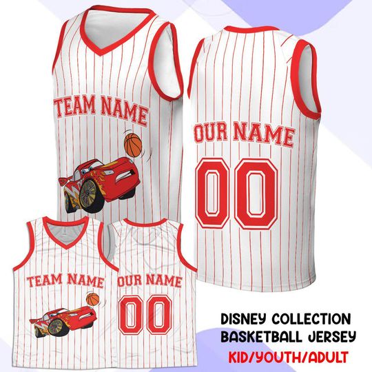 Discover Personalized Lightning McQueen Basketball Jersey Team Name & Number, Custom Basketball Jersey Game Day Outfit for Basketball Fan Players