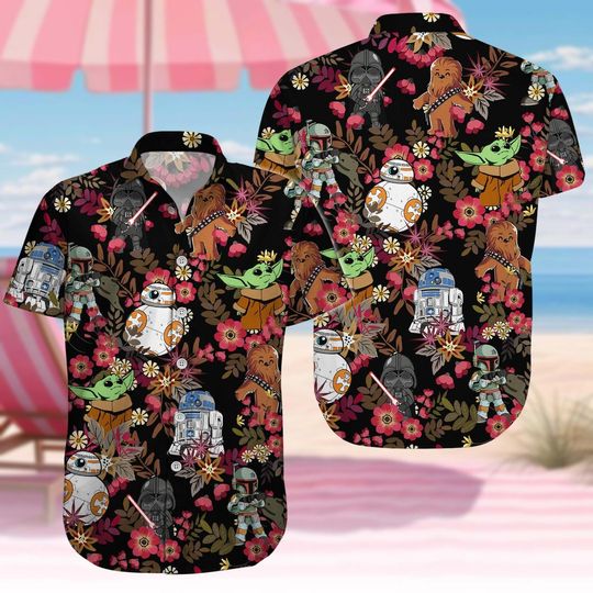 Discover Star War Tropical Button Shirt, Baby Yoda Summer Short, Disney Stormtrooper Hawaii Shirt, Galaxys Edge Beach Shirt For Kids And Adult