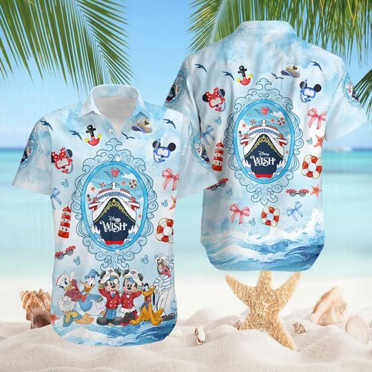 Discover Disneyland Cruise Line Hawaiian Shirt, Let's Cruise Disneyland Shirt, Mickey And Friends Hawaiian Shirt, Disneyland Wish Cruise Trip Shirt