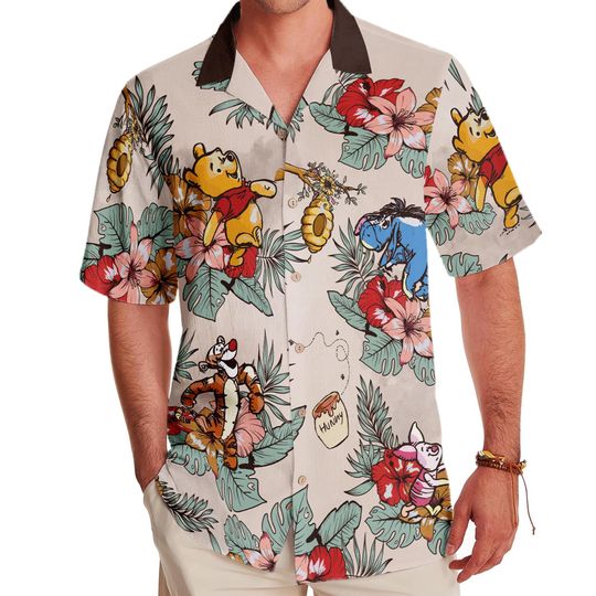 Discover Vintage Disney Winnie The Pooh Floral Hawaii Shirt, Pooh And Friends Floral Hawaiian , Disneyland Family T-shirt, Pooh Piglet Eeyore Tigger
