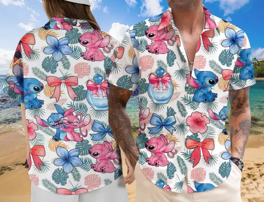 Discover Stitch Hawaiian Shirt Button Down Unisex Adults Outfit Full Size