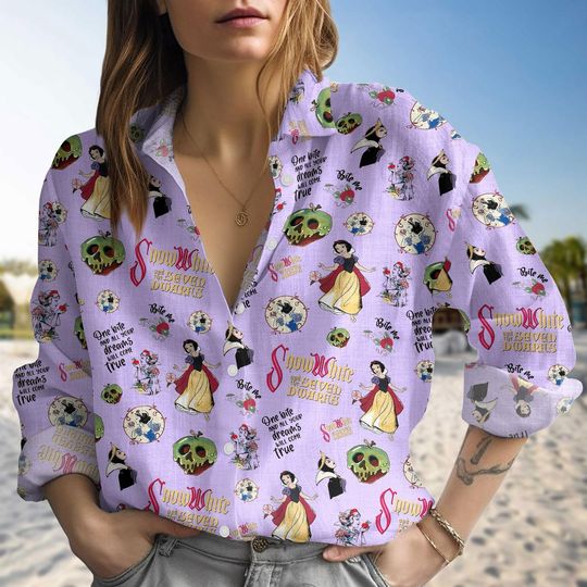 Disney Snow White Linen Shirt, Disney Princess Shirt Women, Magic Kingdom Gifts, Snow White Blouse, Disney Gifts Merch for Lovers