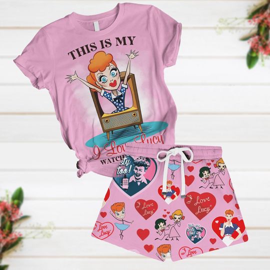 I Love Lucy T-Shirt Short Set, Lucy Ricardo Pajamas, Ricky Ricardo Holiday Pajamas, Lucy And Ricky Valentine Pj Set, TV Series Summer S