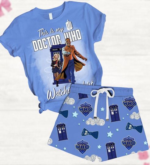 Doctor Who Tshirt And Short Set, Police Box Pajamas Set, Vintage Tardis Shirt, Vintage Tv Series Shirt, Family Matching Pjs, Funny Gift