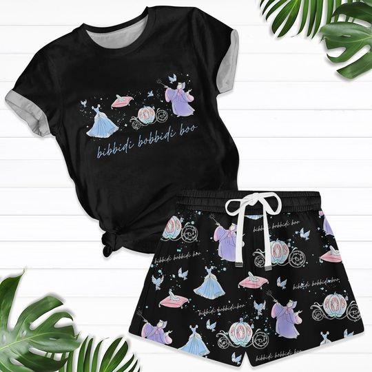 Cinde Princess Watercolor Shorts Pajamas, Bibbidi Bobbidi Boo Tshirt, Disney Princess Shorts, Cinde Princess Pajamas For Her