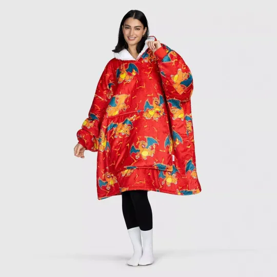 Discover Personzlied Cartoon Charizard Oversize Blanket Hoodie